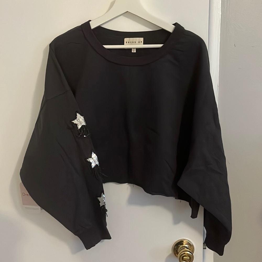 Crop long sleeve top with sequins